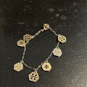 Tory Burch- Gold Hexagon Charm Bracelet, matching necklace available